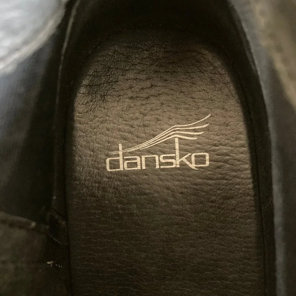 Dansko SALE! Wedge Ankle Boots Veronica Black Leather Tassel, size 40, 9-9 1/2